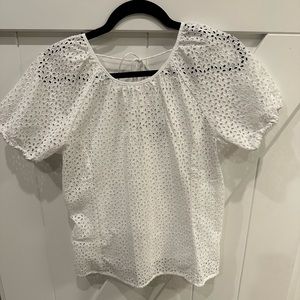 NWOT White J. Crew eyelet top size 4